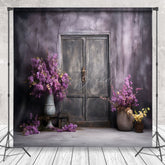 Lofaris Shabby Wall Purple Floral Door Photography Backdrop